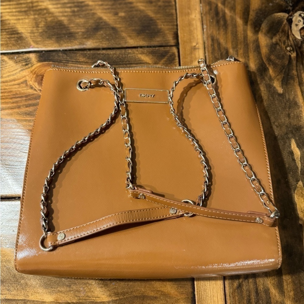 DKNY vintage Bryant Park tote tan Saffiano leather handbag